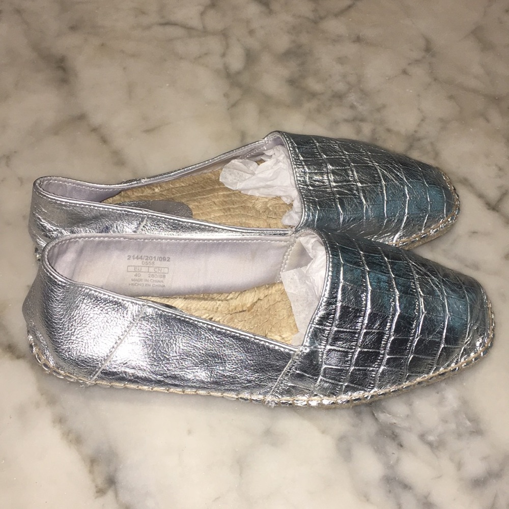 Zara Basic Collection Silver Leather Espadrilles - image 2